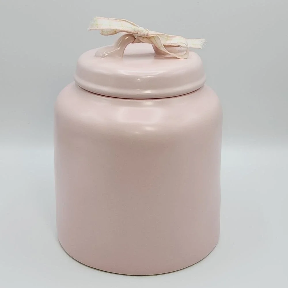 Rae Dunn Happy Easter Pink Ceramic Canister Cookie Jar 8.5in Artisan